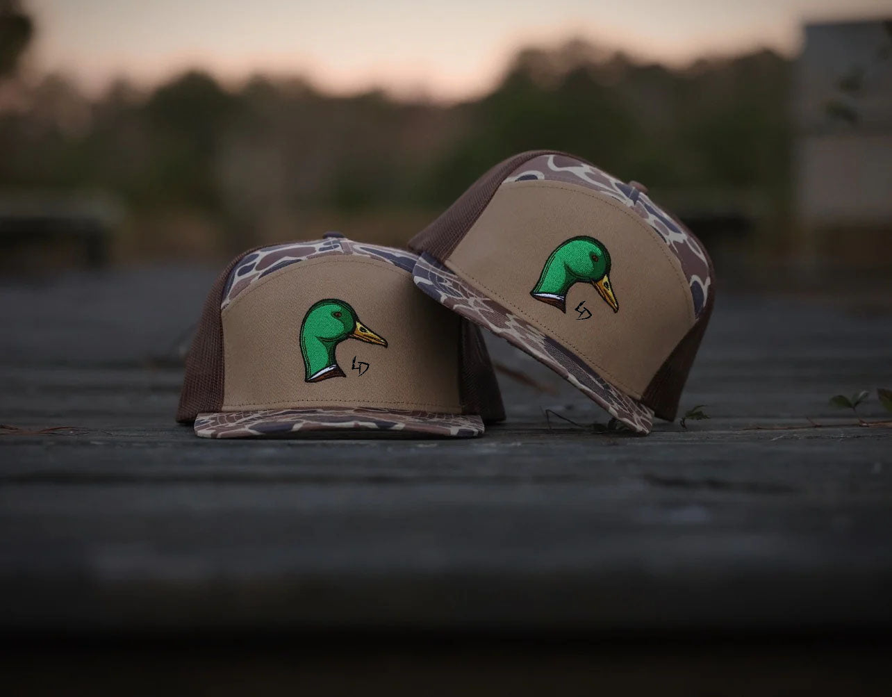 Mallard Duck Head — 7 Panel Old School Duck Camo