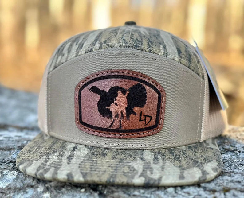 Leather Turkey Patch — 7 Pannel Bottomland Camo